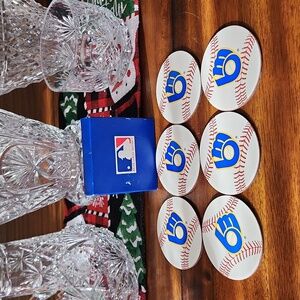 Pimpernel Major League Baseball Milwaukee Brewers Acrylic Finish Coasters